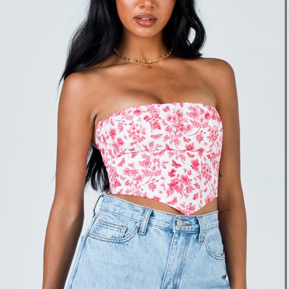 Rare! Princess Polly Pink Floral Bustier Top
